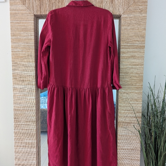 Zara Raspberry Red Linen Midi Dress - Picture 6 of 7